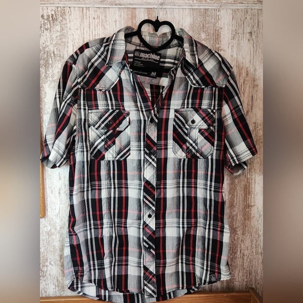 Machine Black and Red Plaid Casual Shirt
